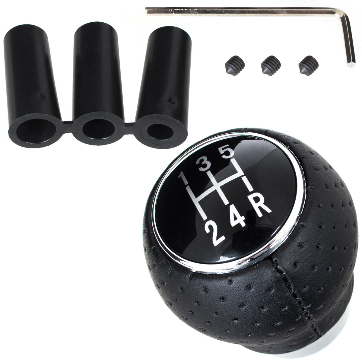 Universal 5-Gang Schaltknauf (R-Gang unten Rechts) Adapter Gewindestange M8 M10 M12 für VW Audi Fiat Honda Hyundai Kia Mazda Nissan Seat Subaru Suzuki Toyota