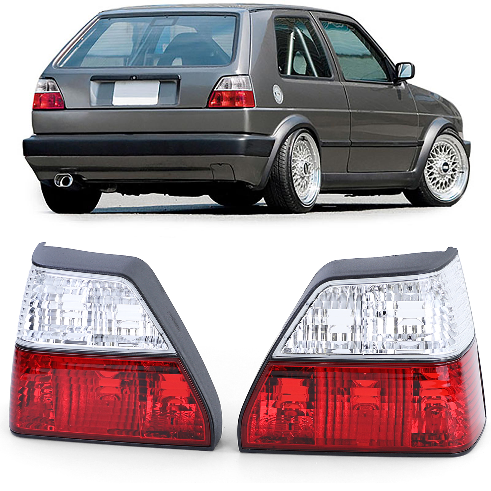Rückleuchten Heckleuchten Rot Kristall für VW Golf II 2 83-91