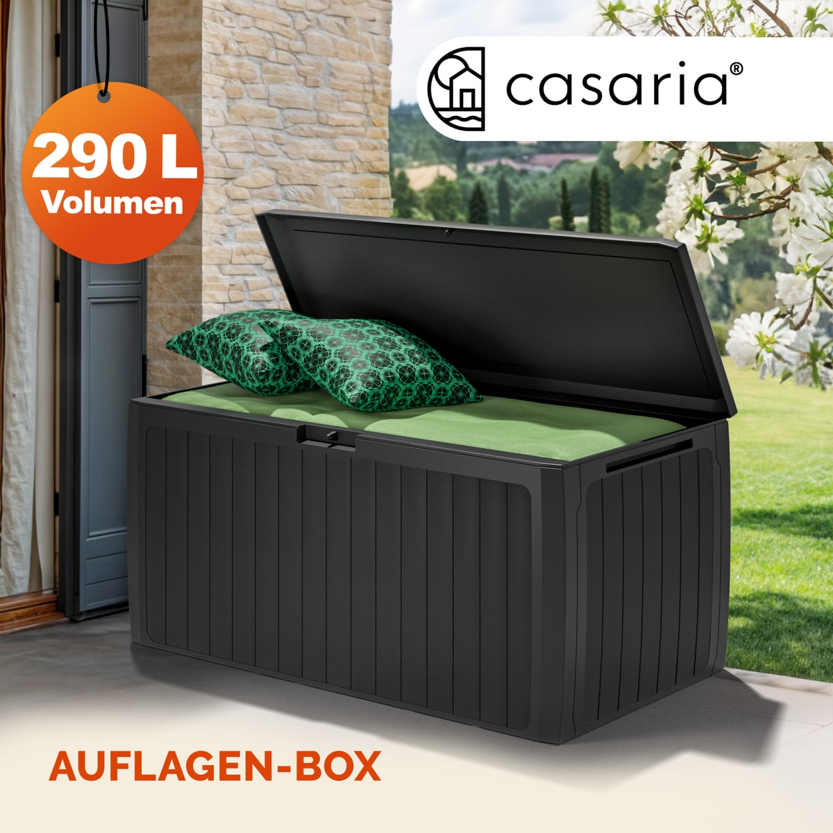 CASARIA Gartenbox 290L UV-beständig Haltegriffe Verschlussvorrichtung Balkon