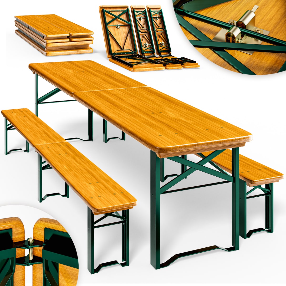 CASARIA® Bierzeltgarnitur Festzeltgarnitur Biertischgarnitur 220 cm Klappbar 4250525336061