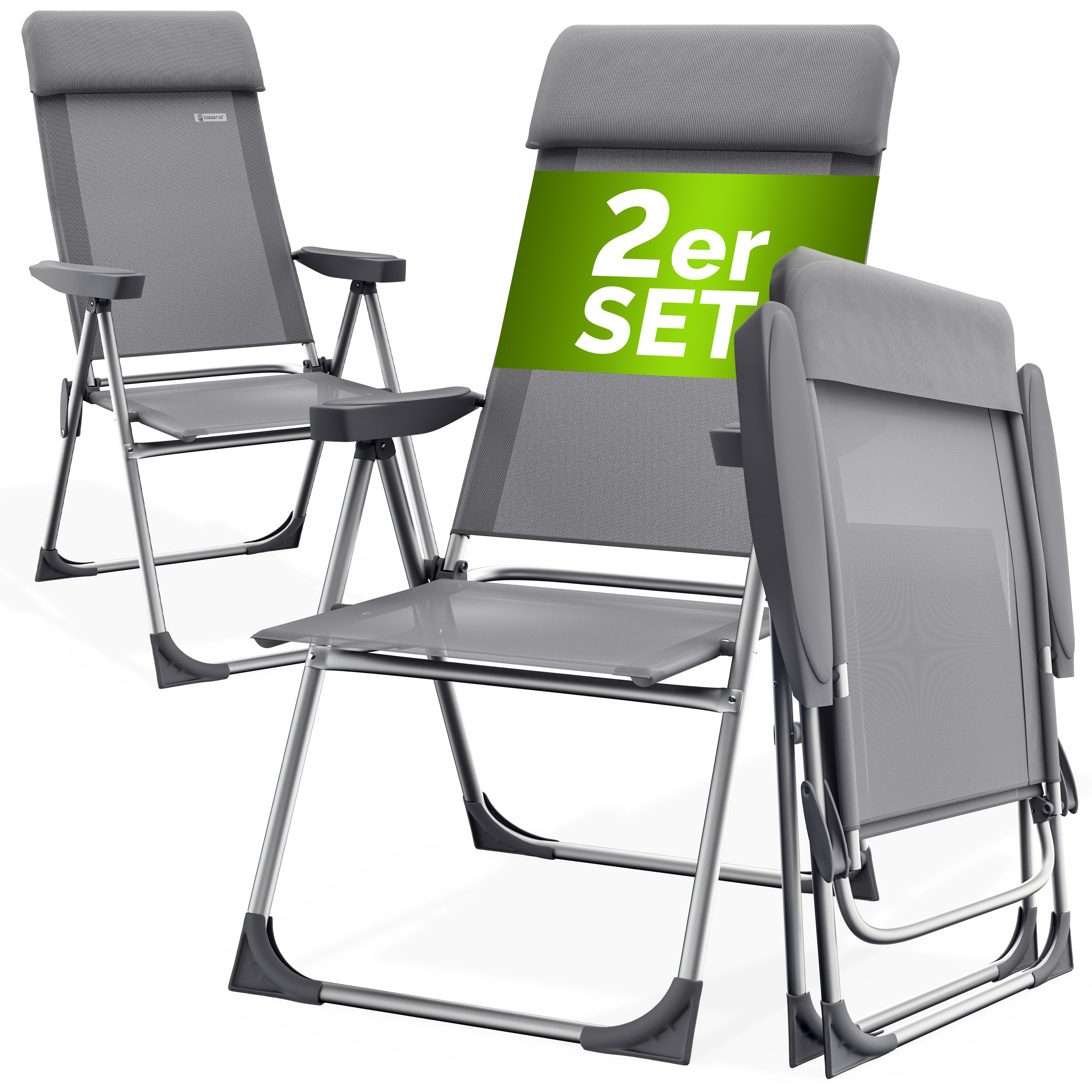 Gartenstuhl Hochlehner Klappstuhl 2er Set Alu Campingstuhl Klappbar CASARIA®