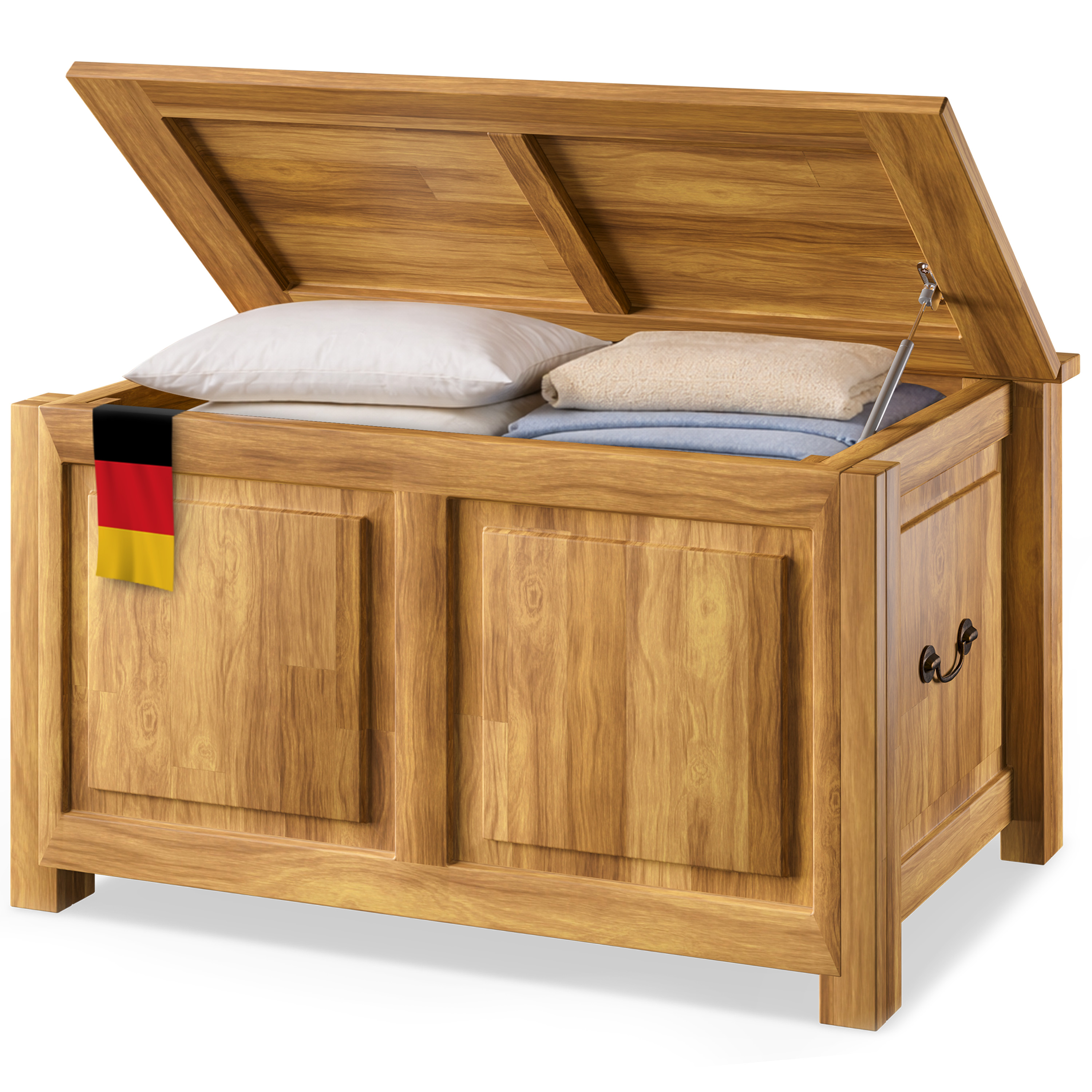 CASARIA® Holztruhe mit Deckel Schatztruhe Truhe Groß Sitzbank Schatzkiste Braun