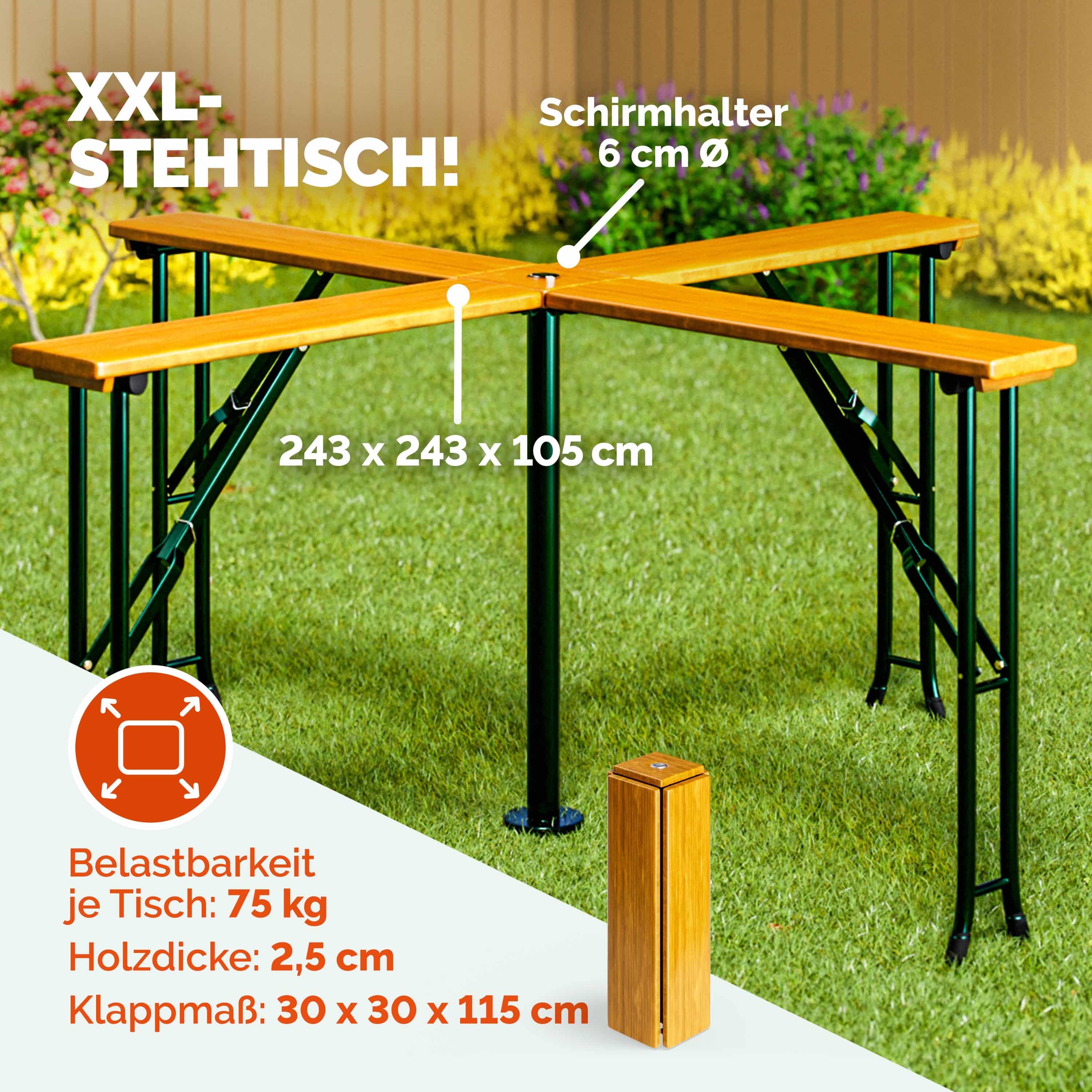 Stehtisch Partytisch Biertisch klappbar Hoch Bierzeltgarnitur Bierzelttisch XXL
