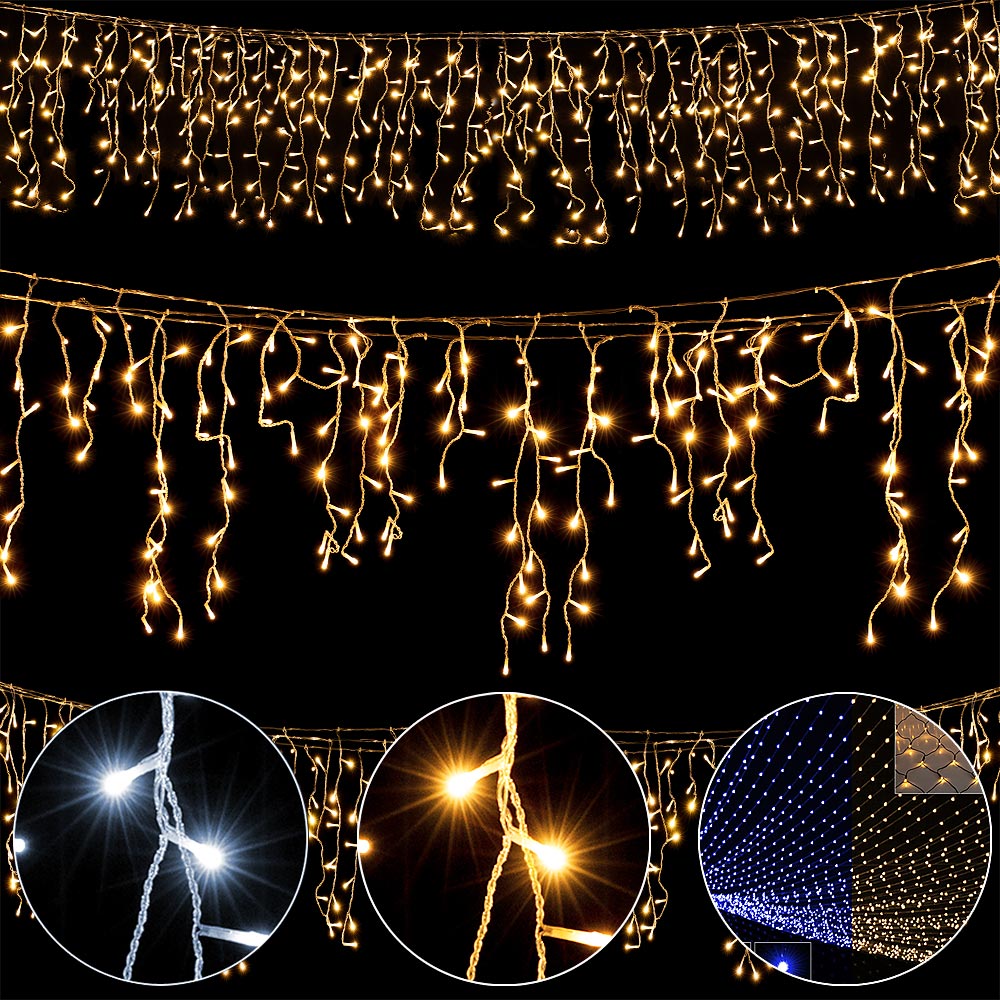 MONZANA® Lichterkette Regenlichterkette Lichternetz LED Weihnachten Außen Innen