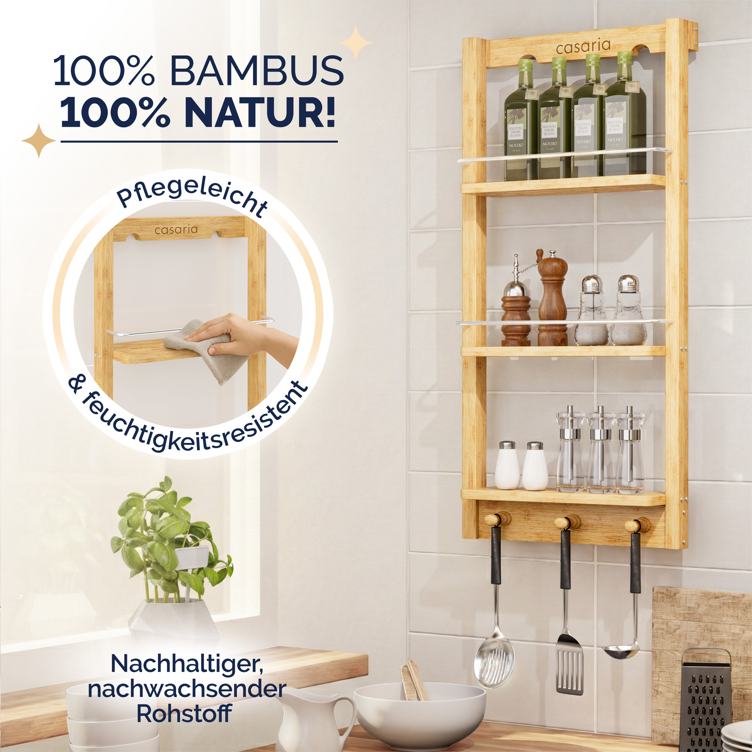 Duschablage Duschregal Hängeregal Badregal Zum Hängen Bambus Holz CASARIA®