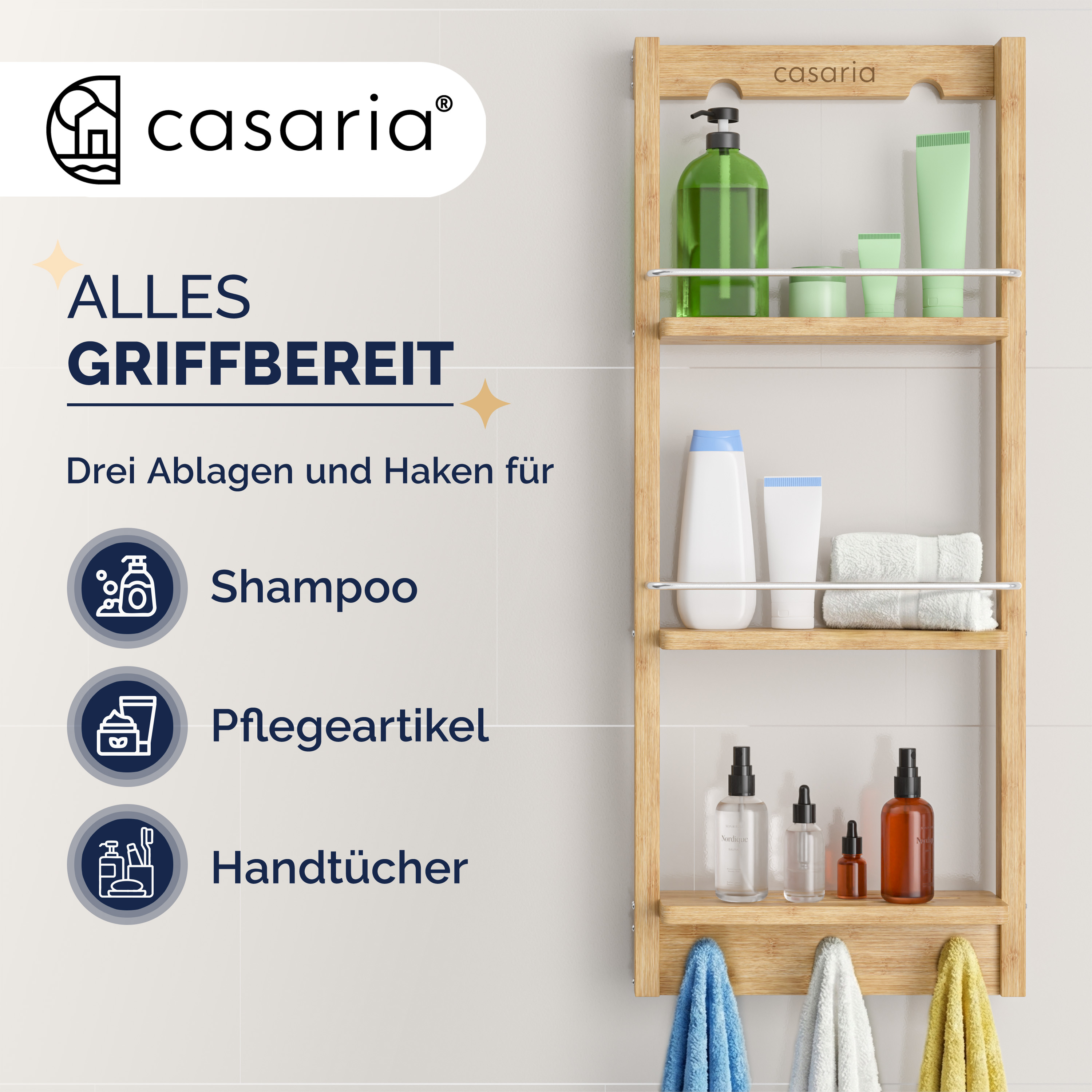Duschablage Duschregal Hängeregal Badregal Zum Hängen Bambus Holz CASARIA®