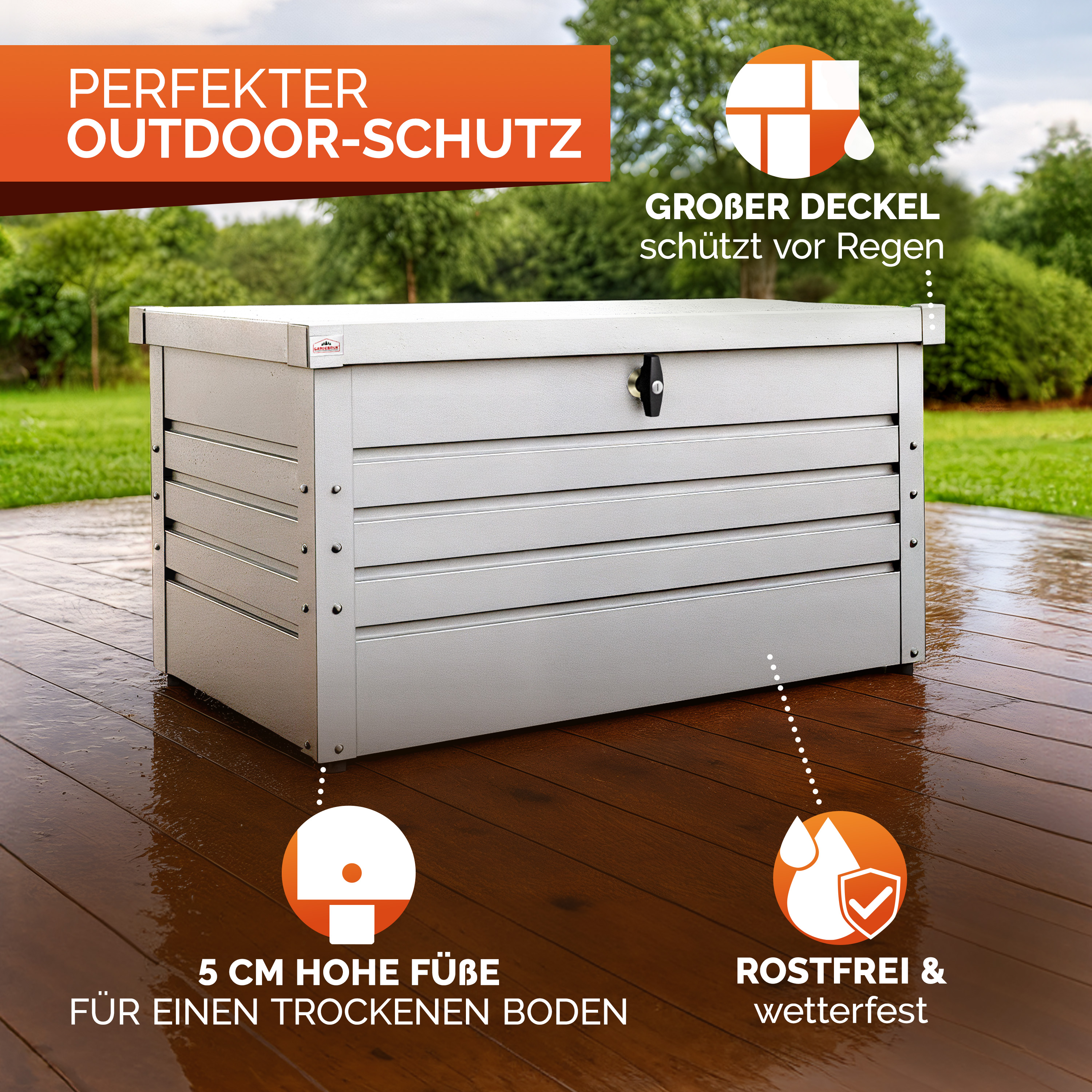 GARDEBRUK® Gartenbox Metall inkl. Handschuhe Gasdruckfedern Weiß