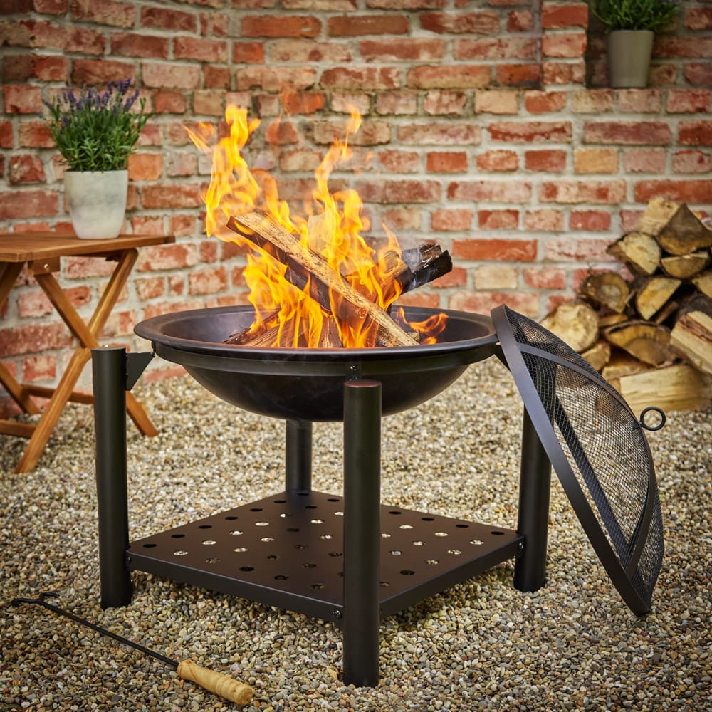 Feuerschale Feuerkorb Feuerstelle Funkenschutz Ø55cm Garten Terrassenofen Grill