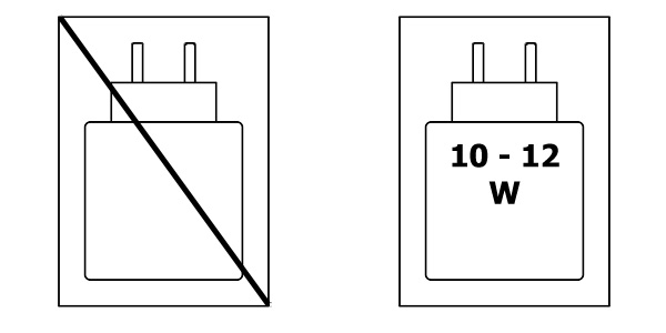 ohne Netzteil 10 bis 12 Watt USB