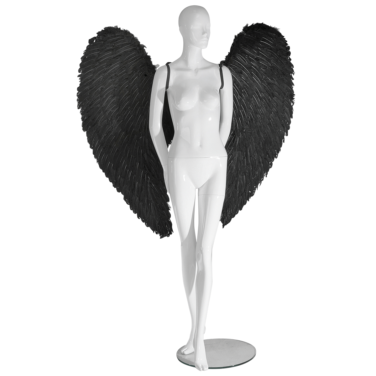 Engelsflügel schwarz aus Federn, 120 cm - 0