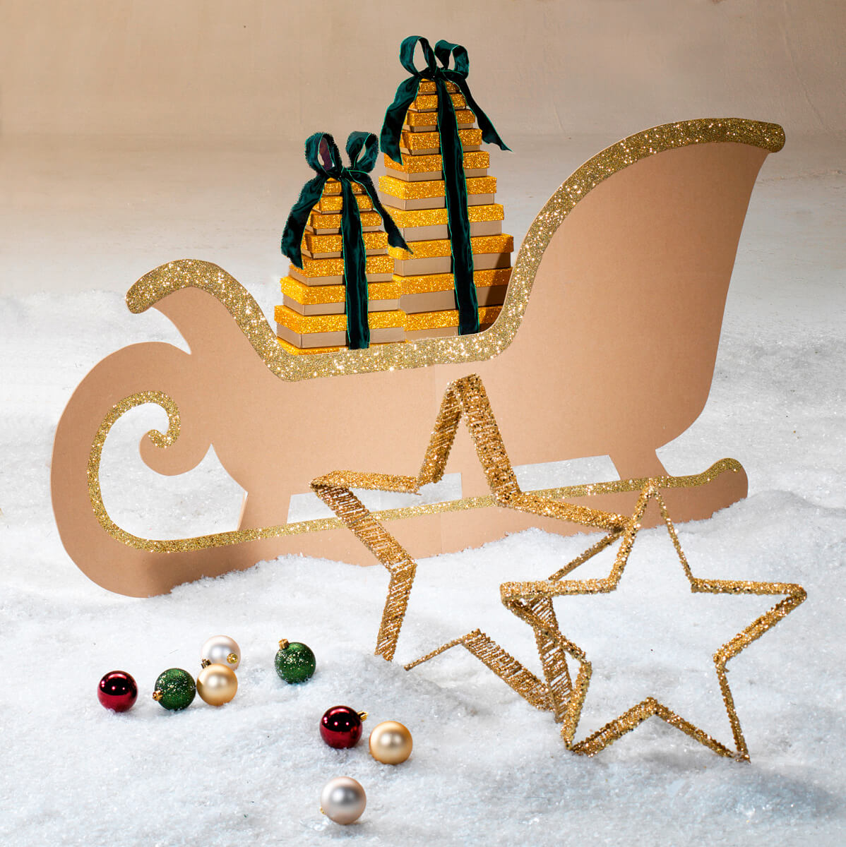 Boîtes cadeau en carton, dorées, 10 él. - 1