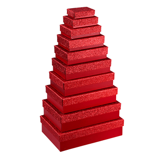 Boîtes cadeau en carton, rouges, 10 él.