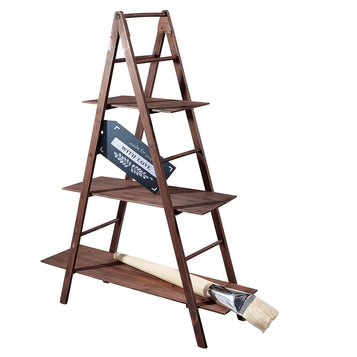 Vintage Leiter-Regal braun, 150 cm hoch - 1