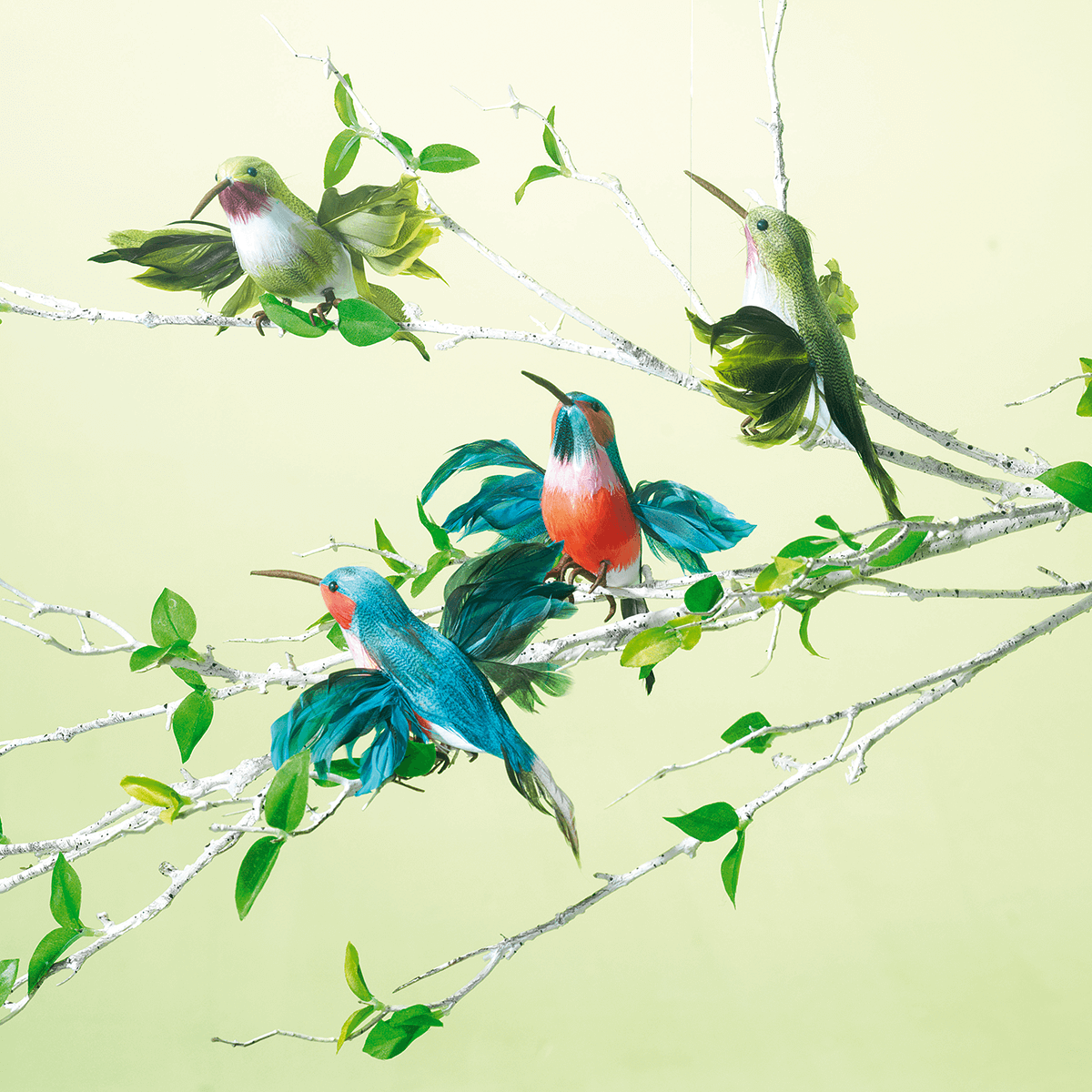 Decorative hummingbirds 18 cm green, 3 pcs - 1 Decorative hummingbirds 18 cm green, 3 pcs - 1