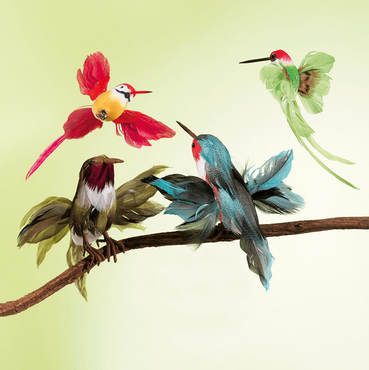 Decorative hummingbirds 18 cm green, 3 pcs - 2 Decorative hummingbirds 18 cm green, 3 pcs - 2