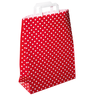 Sac en papier rouge "pois" 40 x 32 cm 50 pièces