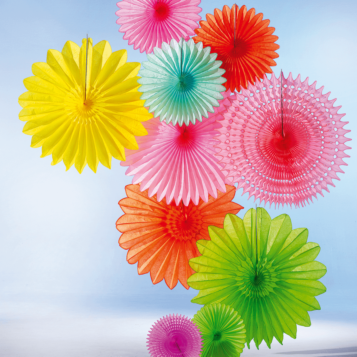 Dekofächer 44 cm Ø sorbet grün - 2 Dekofächer 44 cm Ø sorbet grün - 2