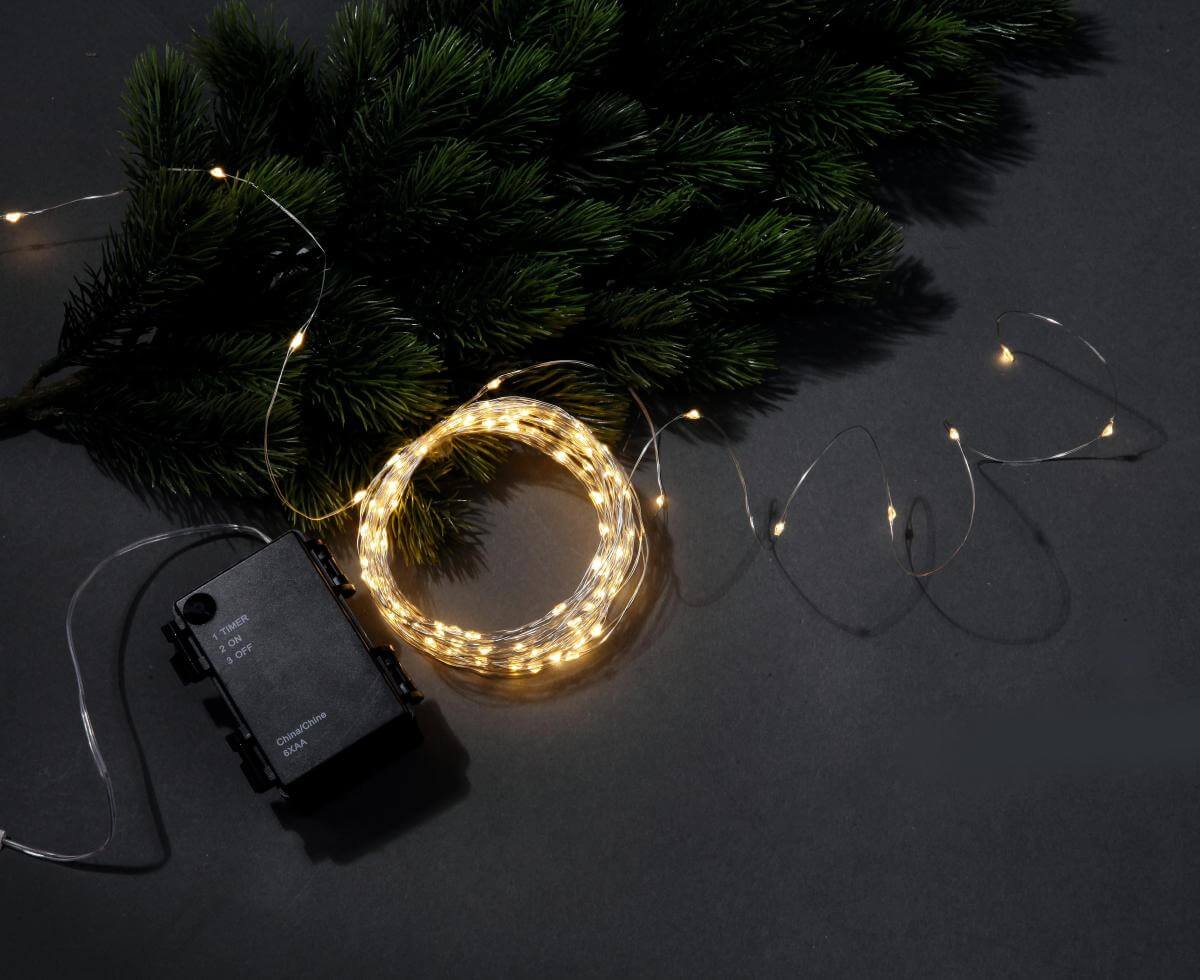 LED battery wire rope light for outdoor use, 100 LED, 10 m - 2