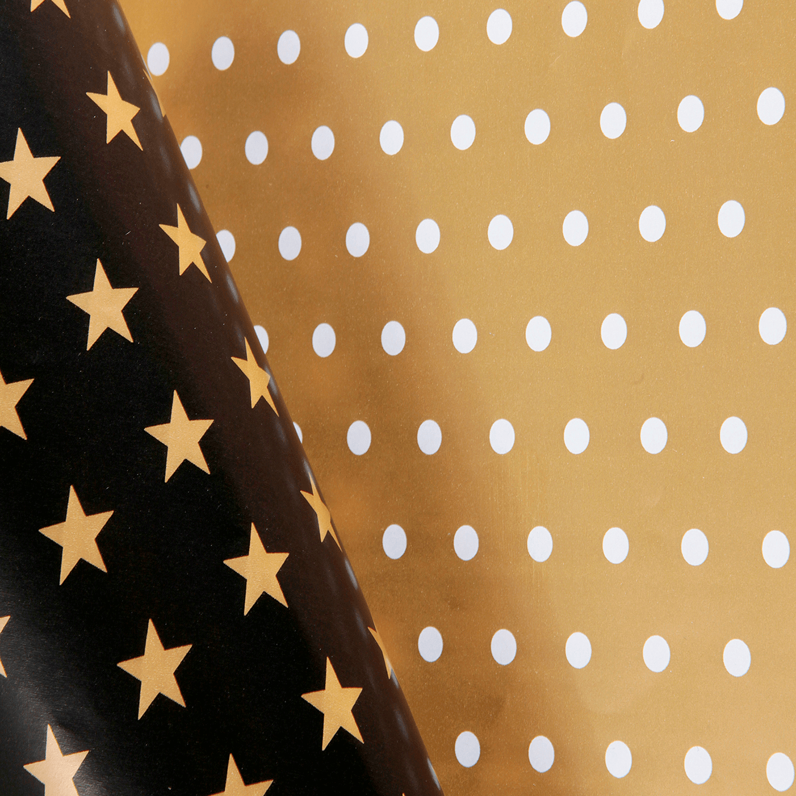 Doppelseitiges Weihnachts-Geschenkpapier in Schwarz & Gold mit Sternen & Punkten – 50 m Geschenkpapier-Rolle - 8