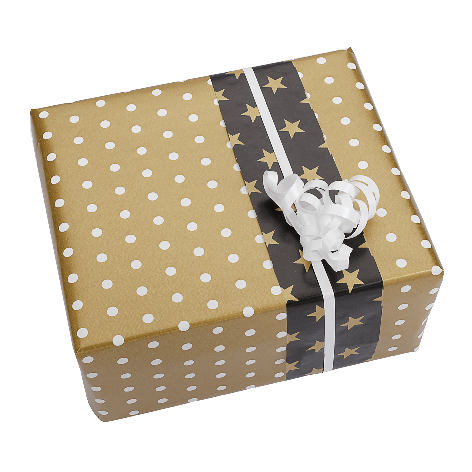 Doppelseitiges Weihnachts-Geschenkpapier in Schwarz & Gold mit Sternen & Punkten – 50 m Geschenkpapier-Rolle - 2