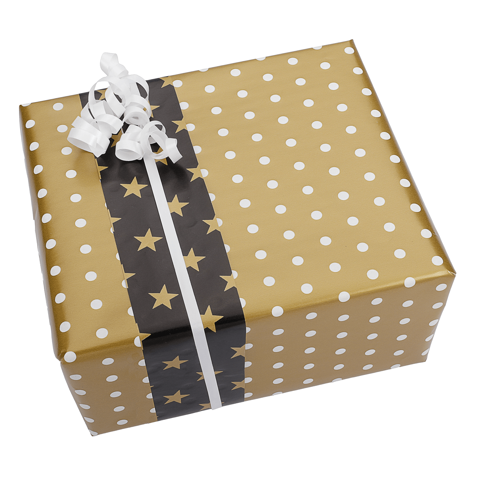 Doppelseitiges Weihnachts-Geschenkpapier in Schwarz & Gold mit Sternen & Punkten – 50 m Geschenkpapier-Rolle - 3