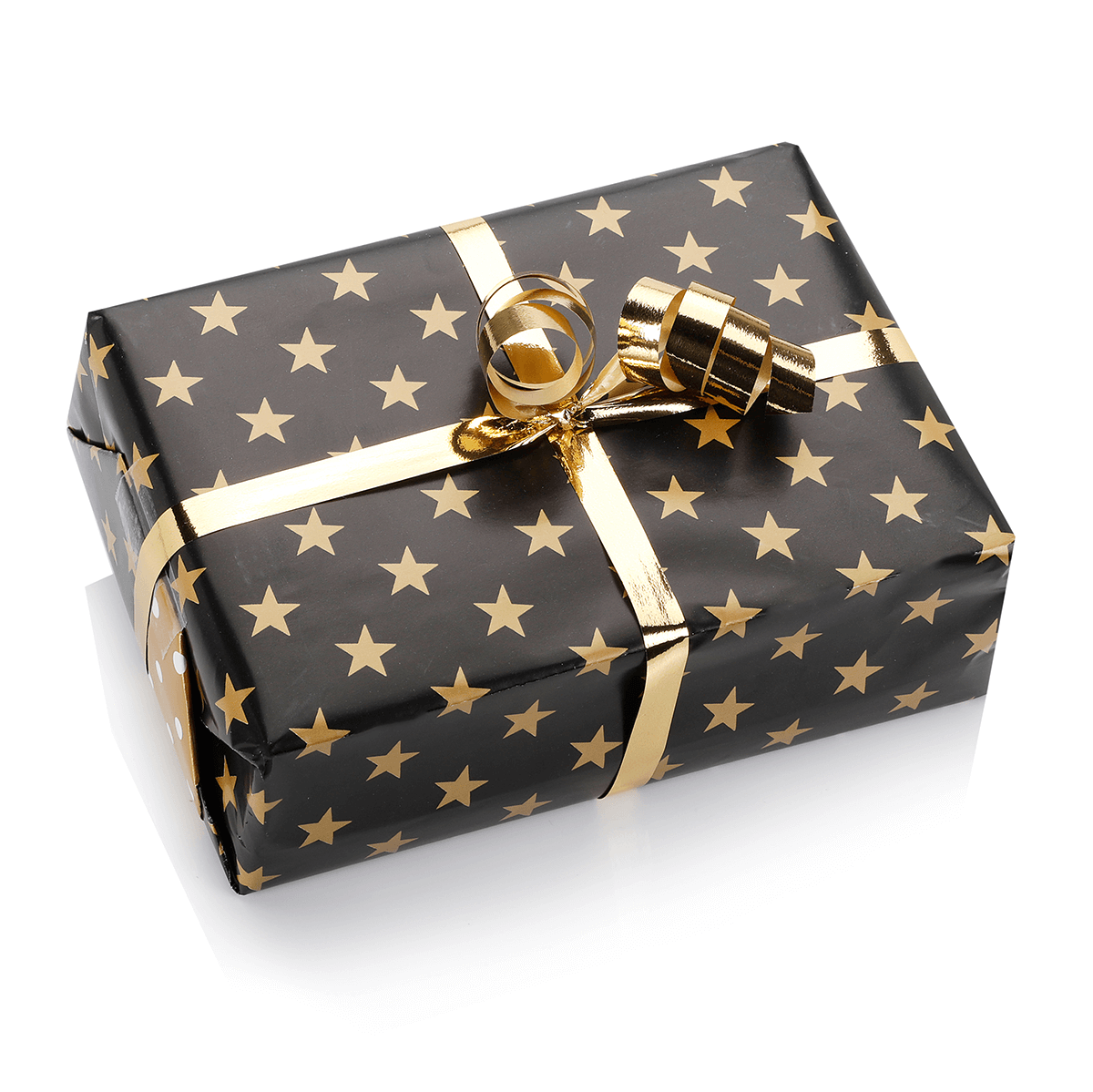 Doppelseitiges Weihnachts-Geschenkpapier in Schwarz & Gold mit Sternen & Punkten – 50 m Geschenkpapier-Rolle - 5