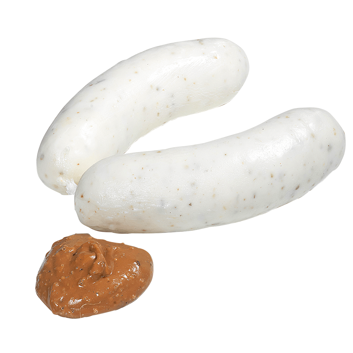 Pareja de salchichas blancas con mostaza - 1