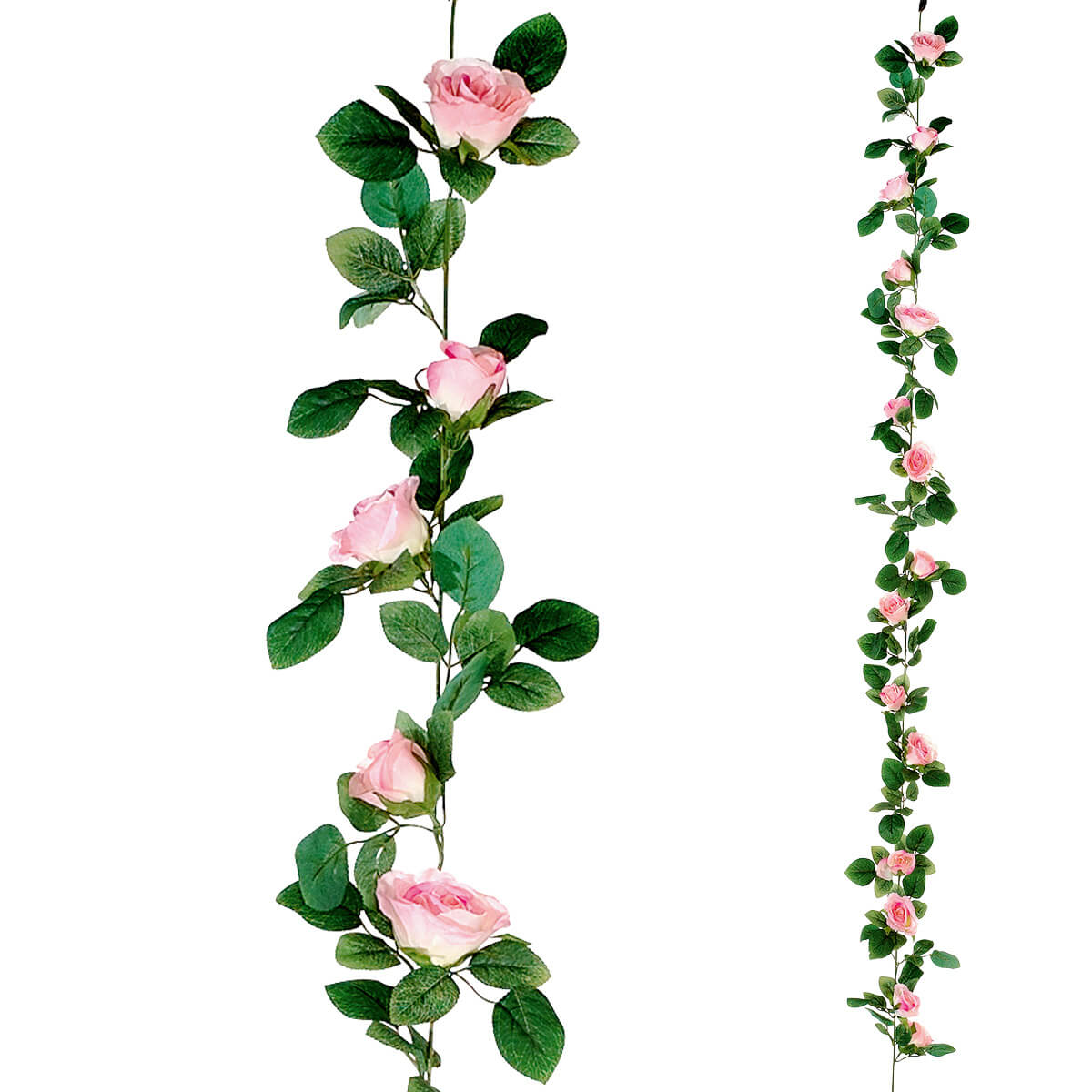 Zarcillo de rosas artificial 180 cm, color rosa - 1