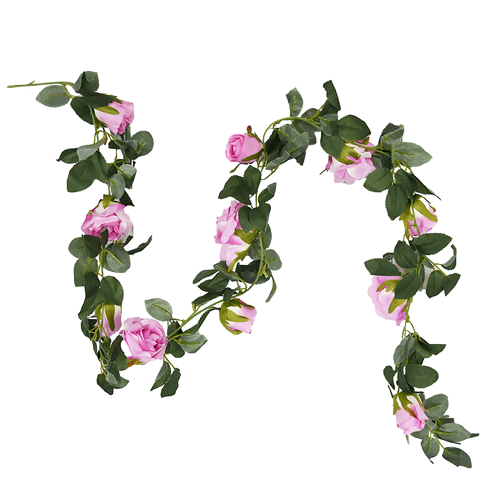 Zarcillo de rosas artificial 180 cm, color rosa - 0