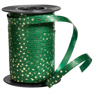 Poly ring ribbon "Stars" 10 mm, 100 m, fir green