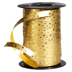 Poly ring ribbon "Stars" 10 mm, 100 m, gold