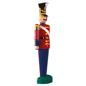 Soldat Figur 185 cm, rot-blau, halbplastisch