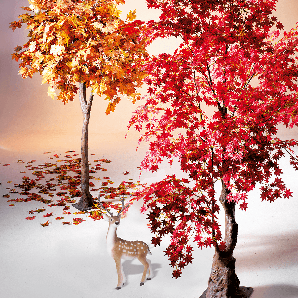 Feuilles d’érable artificielles rouges/vertes, 30 pces - 9