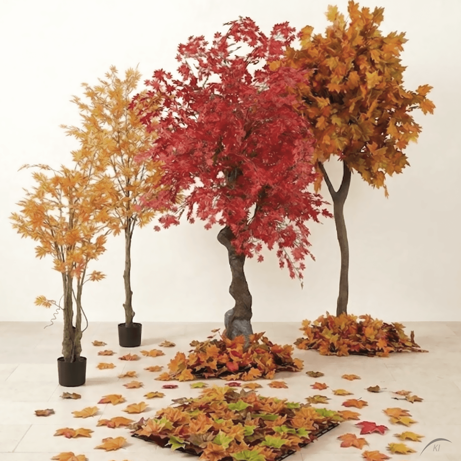 Feuilles d’érable artificielles rouges/vertes, 30 pces - 2