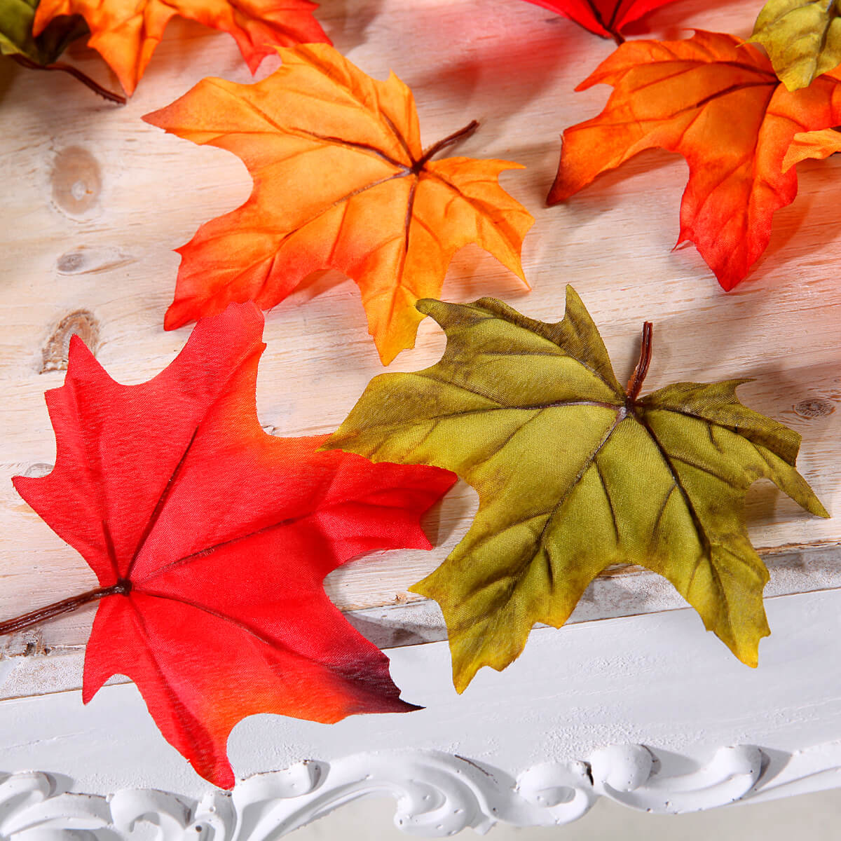 Feuilles d’érable artificielles rouges/vertes, 30 pces - 3