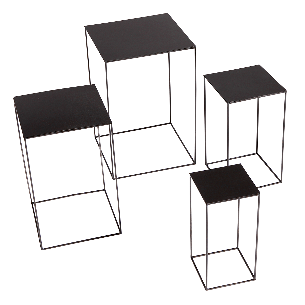 Lot de tables en métal noires 4 pces - 1