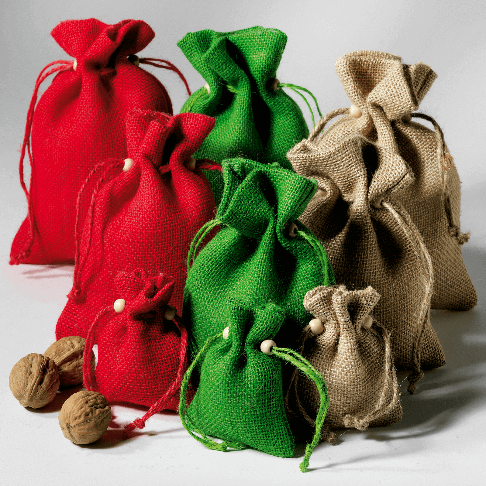 Bolsita de yute, 18 cm, rojo - 1 Bolsita de yute, 18 cm, rojo - 1