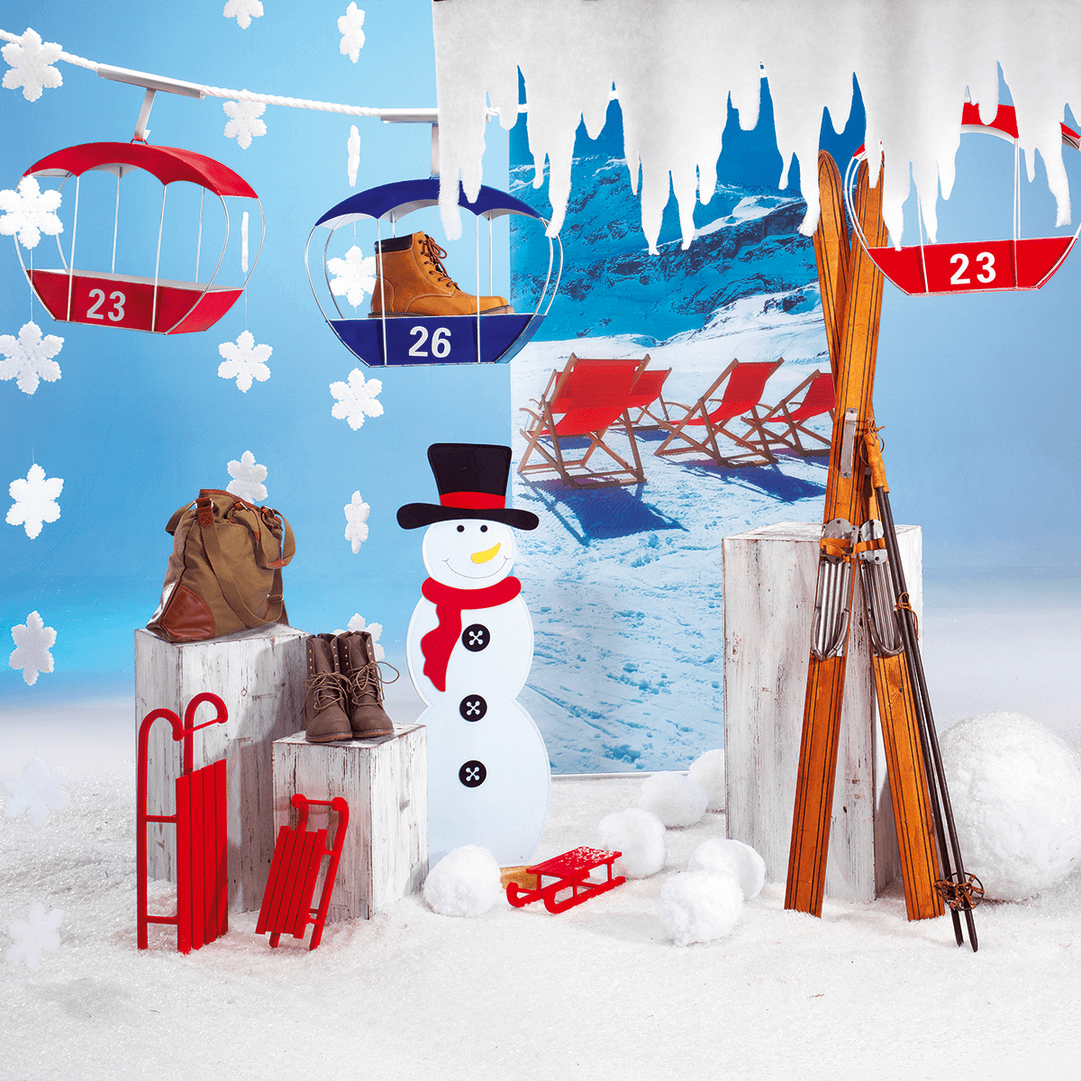 Skis déco en bois, long. 90 cm - 6
