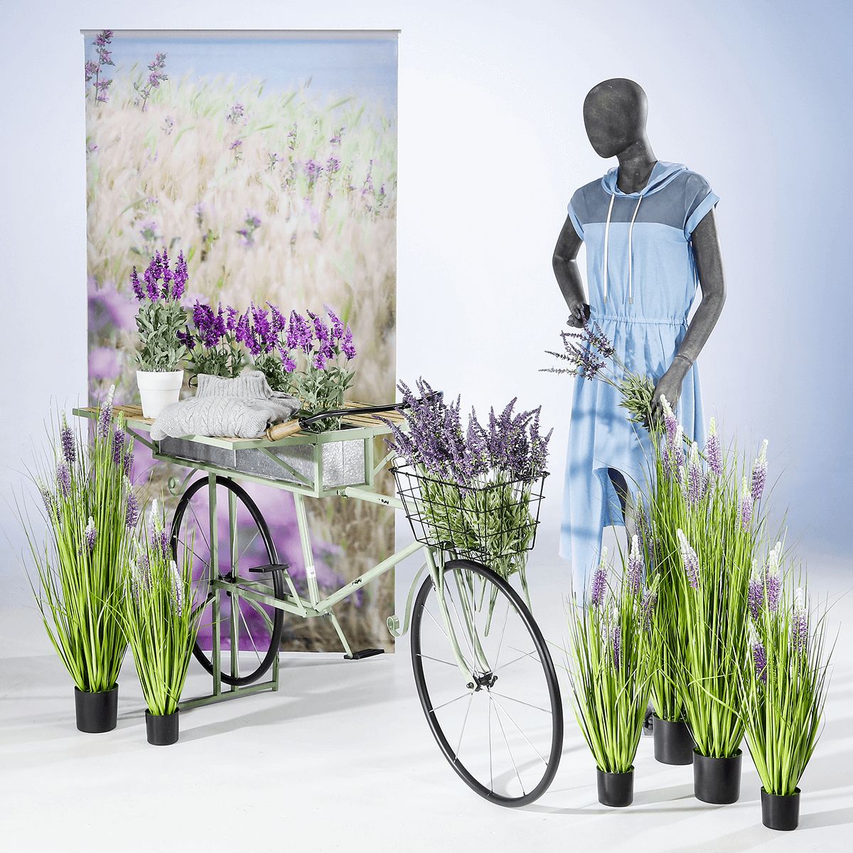 Decorative grass with lavender, height 100 cm - 3