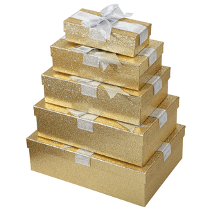 Lot de boîtes cadeaux or, lot de 5