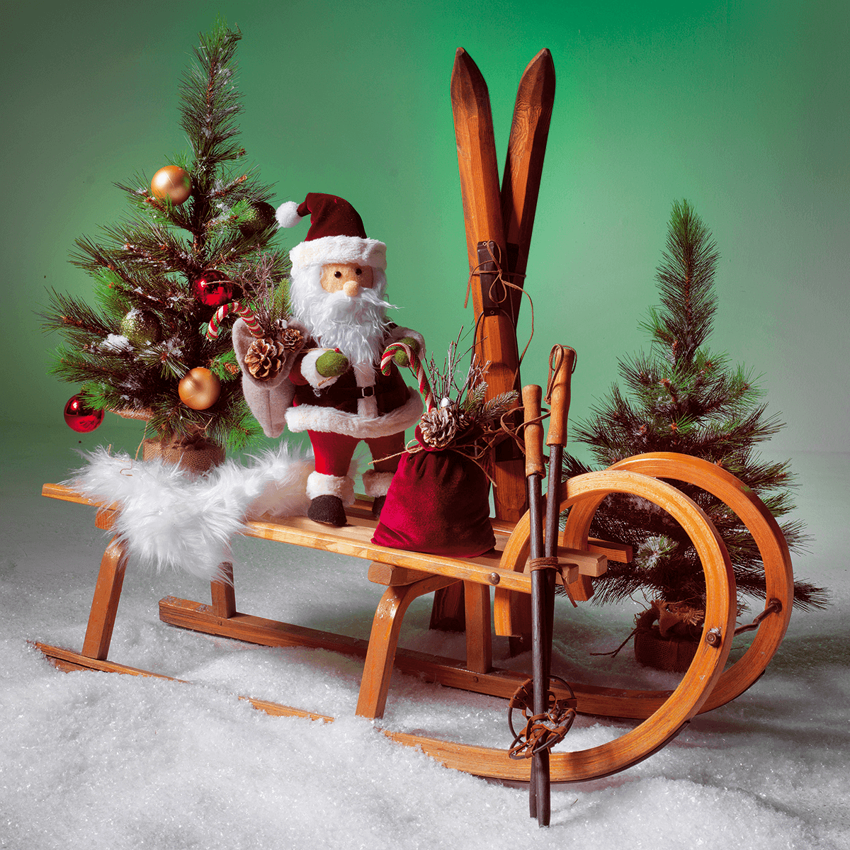 Decorative skis made of wood, length 140 cm - 5