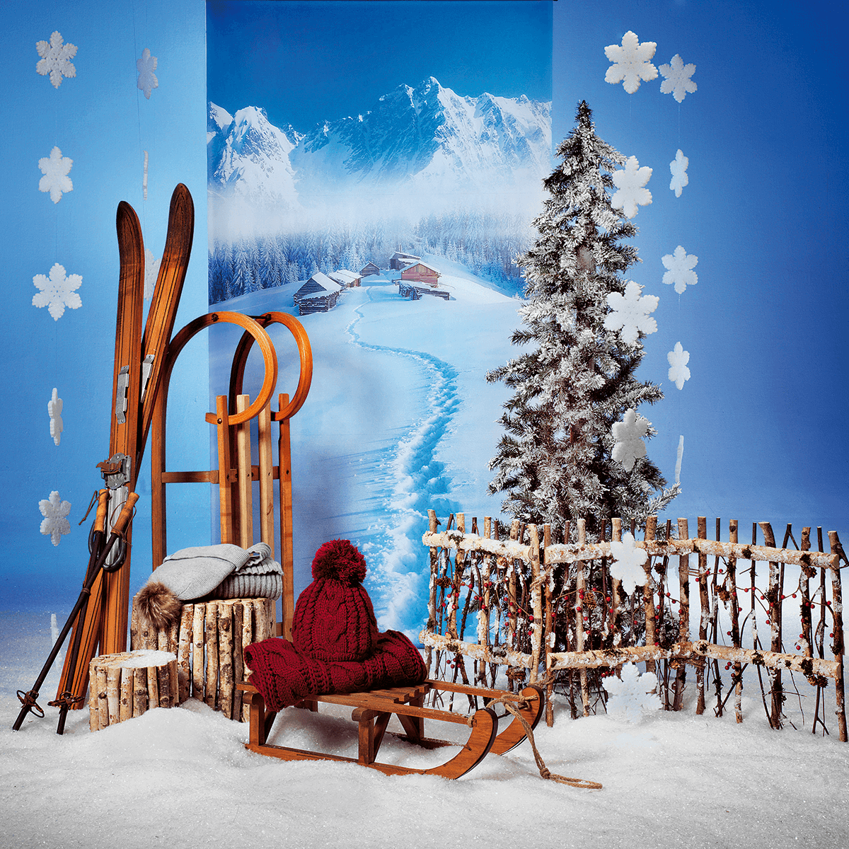 Decorative skis made of wood, length 140 cm - 8