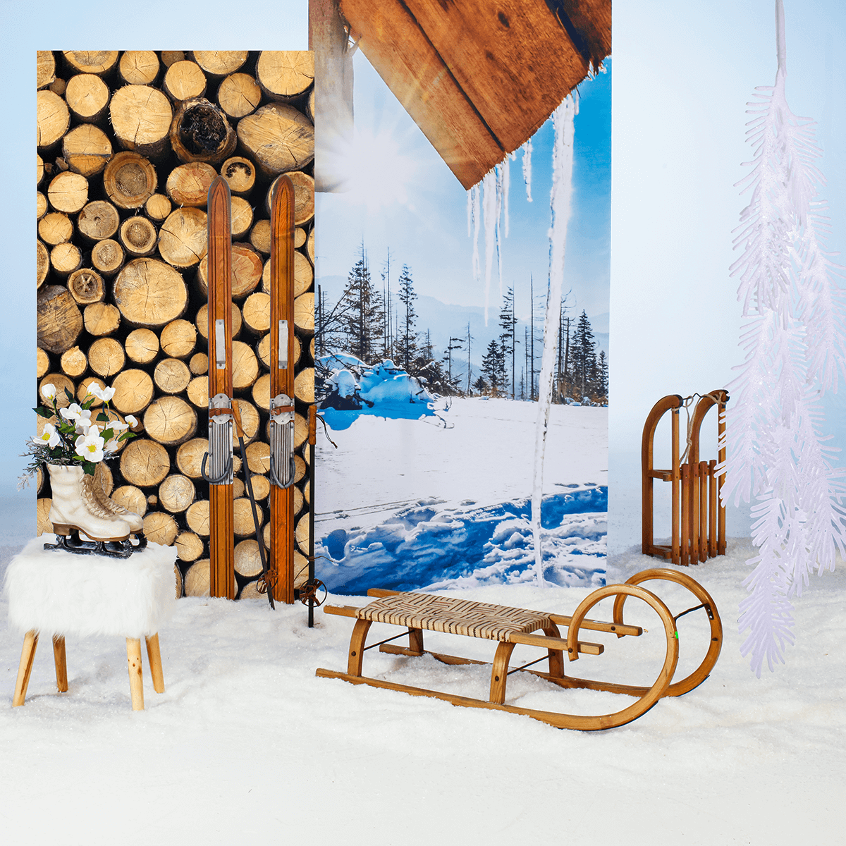 Decorative skis made of wood, length 140 cm - 7