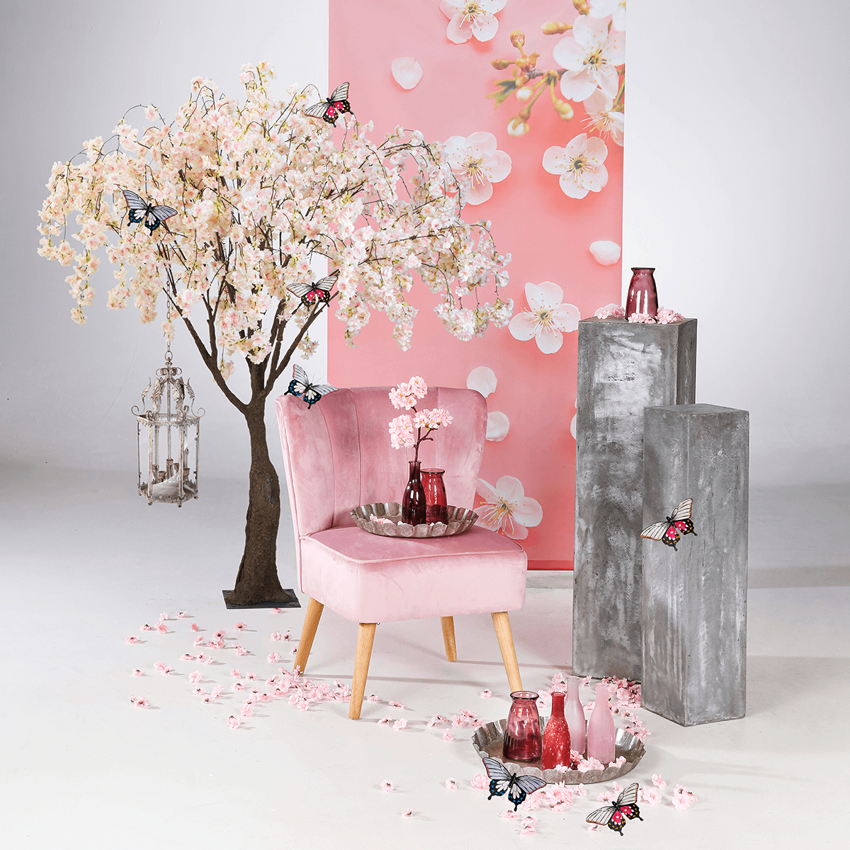 Árbol de flores de cerezo artificial blanco, 150 cm - 6