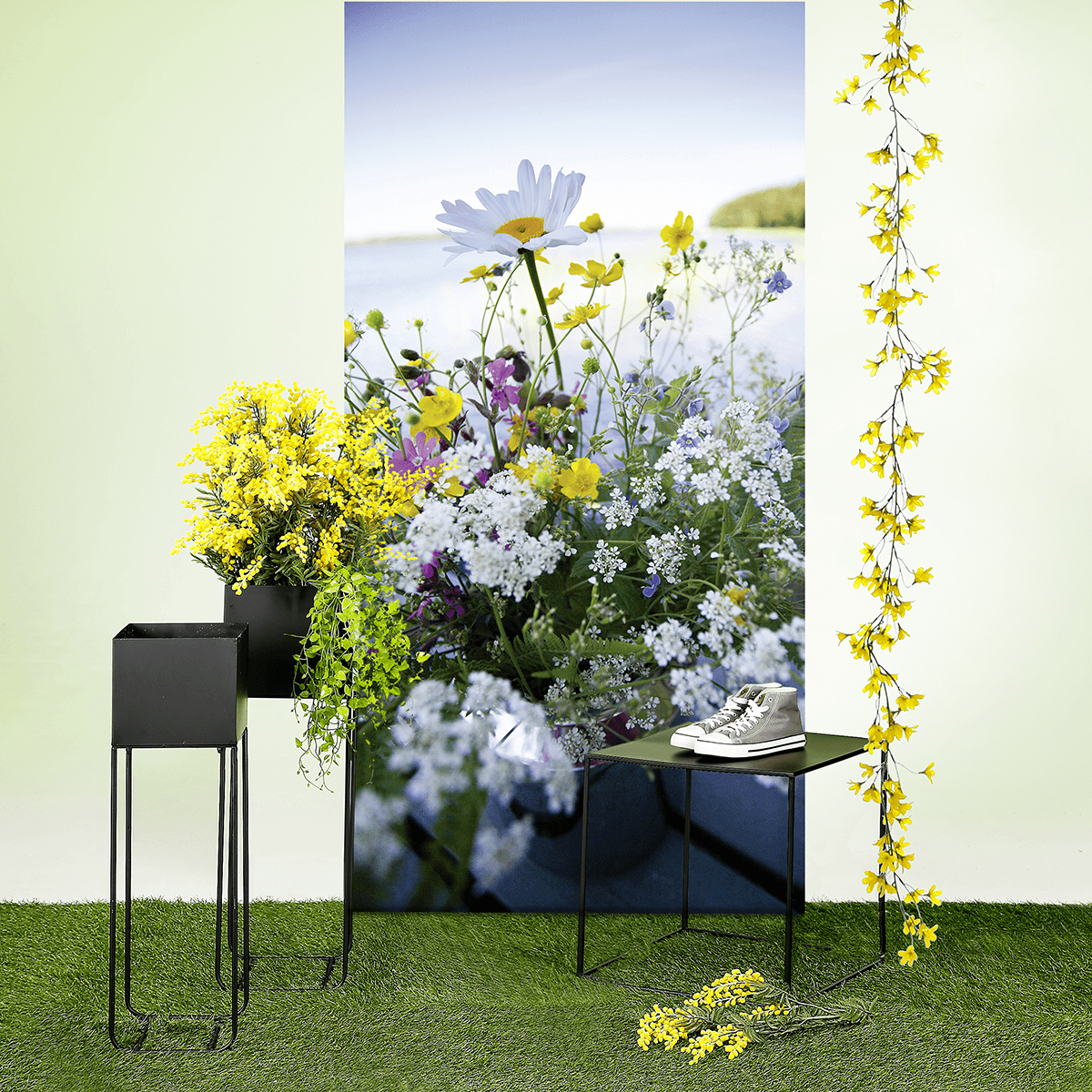 Suspensions de plantes artificielles feuille en coeur, 68 cm - 1