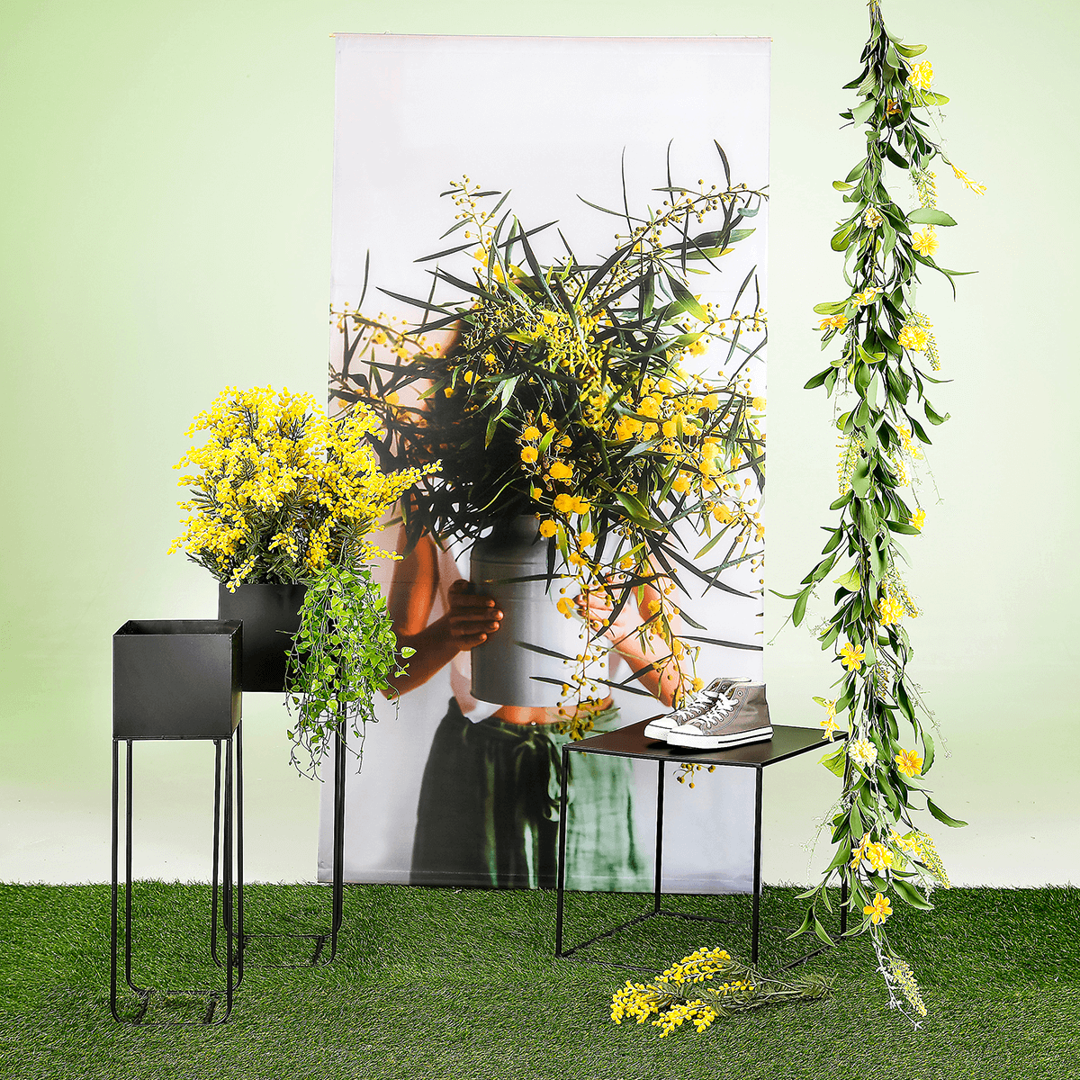 Suspensions de plantes artificielles feuille en coeur, 68 cm - 4