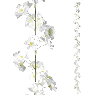 Rama de flores de cerezo decorativas blanca, 180 cm