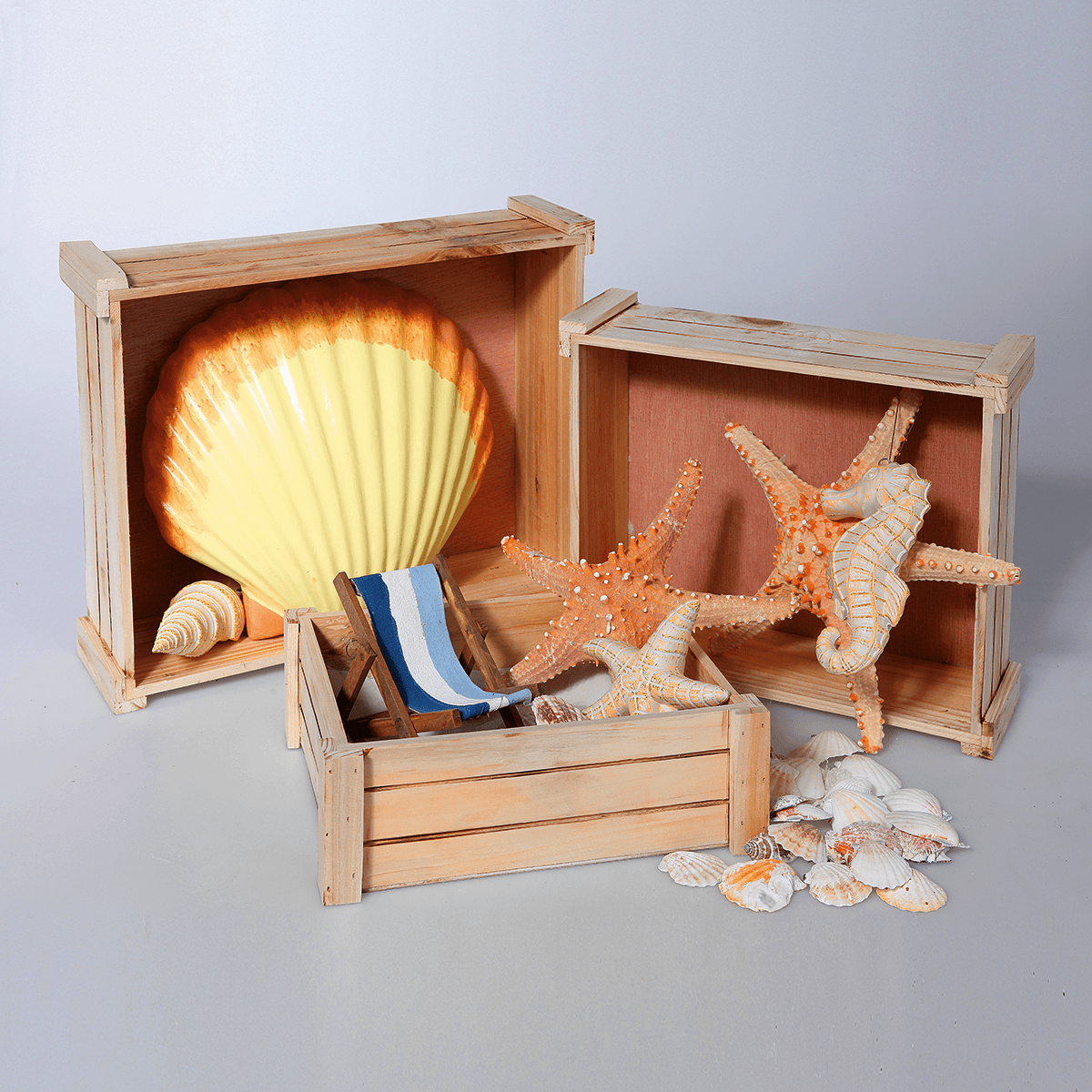 Conjunto de cajas de madera, natural - 3