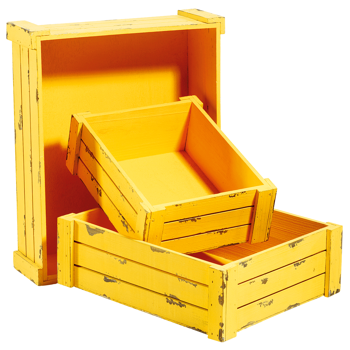 Conjunto de cajas de madera, amarillo - 0