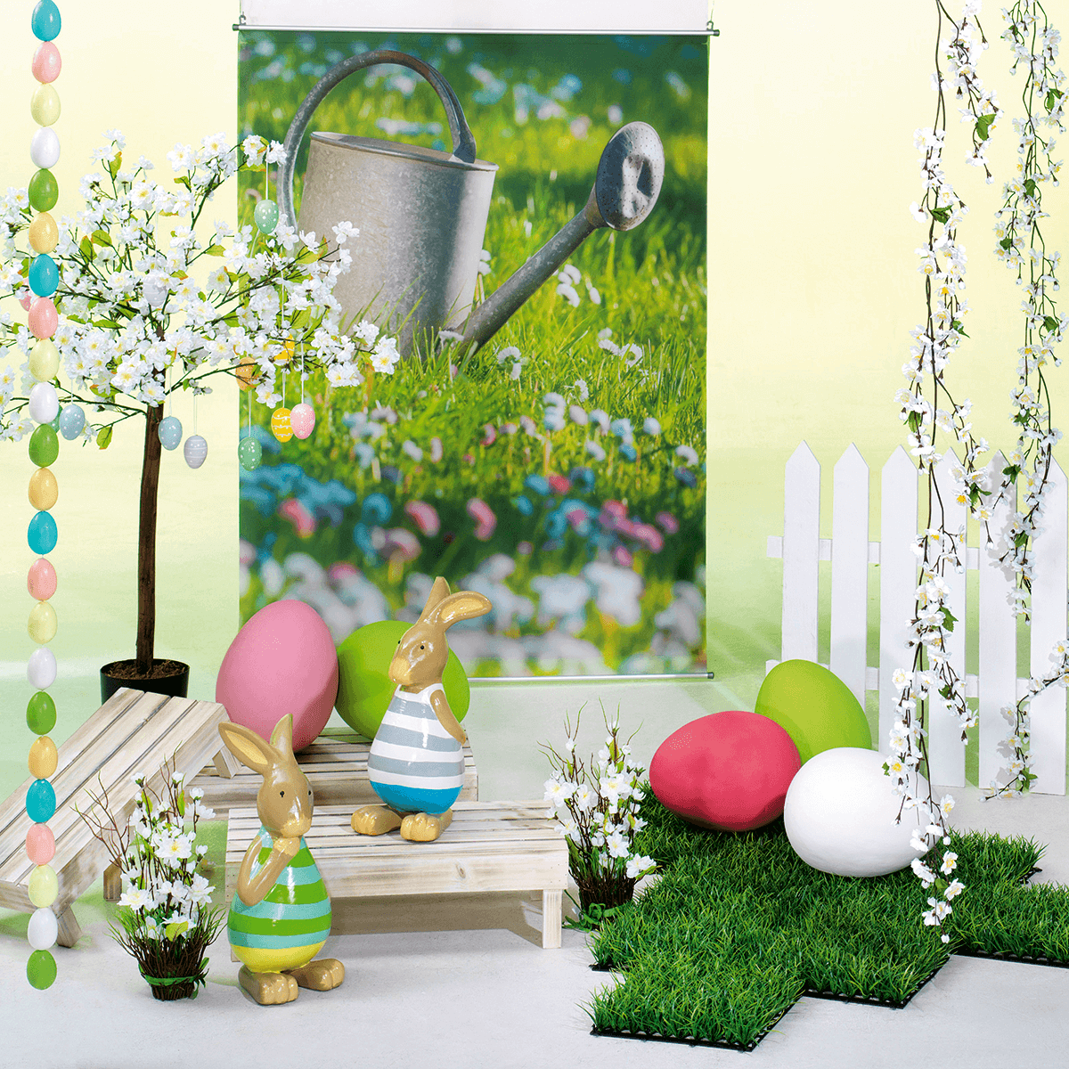 Decorative figure Easter bunny green, 39 cm - 6